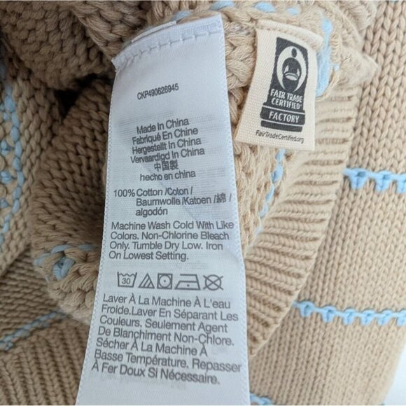 NEW Madewell Stripe Textured Cotton Crewneck Sweater Size XXL Beige Cozy NS655 - Picture 6 of 11